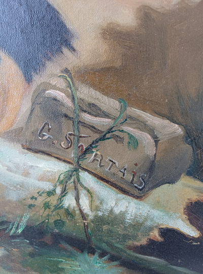 Georges SORTAIS - Trois enfants jouant sur une branche - Huile sur toile 2