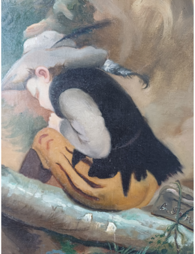 Georges SORTAIS - Trois enfants jouant sur une branche - Huile sur toile 2