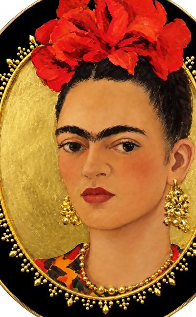 Frida Kahlo (d’après), Autoportrait, sérigraphie rehaussée sur Arches 1/25 2
