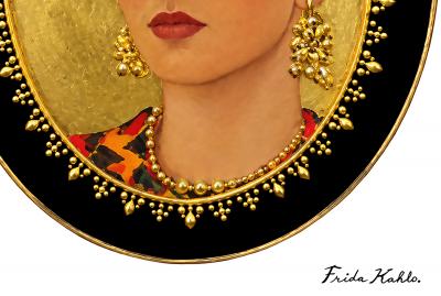 Frida Kahlo (d’après), Autoportrait, sérigraphie rehaussée sur Arches 1/25 2