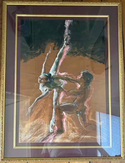 Jacques Pecnard- Le Ballet - Pastel Crayon et Aquarelle , signée 2