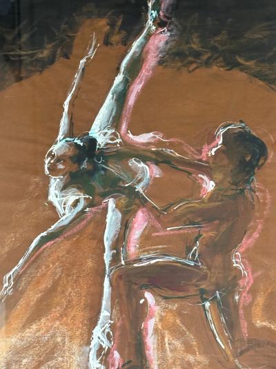 Jacques Pecnard- Le Ballet - Pastel Crayon et Aquarelle , signée 2