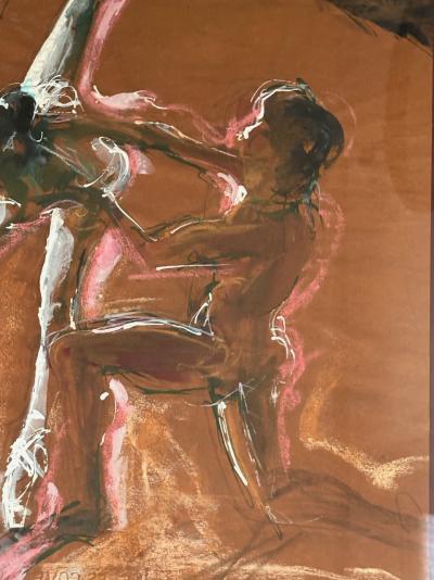 Jacques Pecnard- Le Ballet - Pastel Crayon et Aquarelle , signée 2