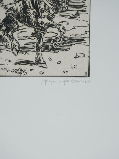 Lucas CRANACH L’ANCIEN : Le chevalier à cheval, Gravure signée 2