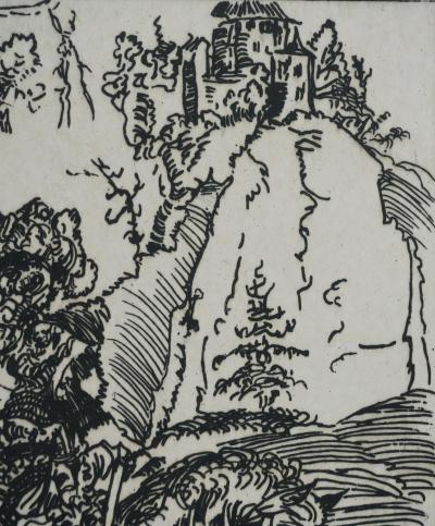 Lucas CRANACH L’ANCIEN : Le chevalier à cheval, Gravure signée 2