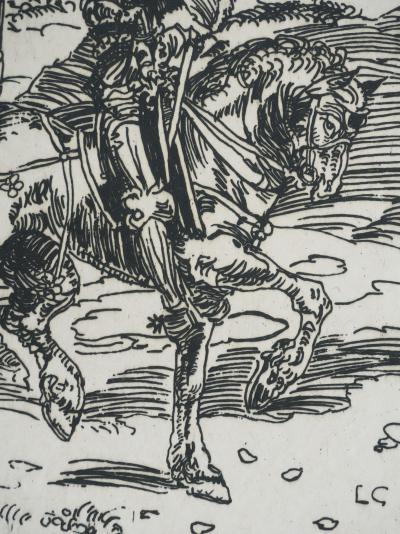 Lucas CRANACH L’ANCIEN : Le chevalier à cheval, Gravure signée 2
