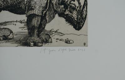 Albrecht DURER : Le Rhinocéros, Gravure signée 2