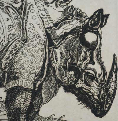 Albrecht DURER : Le Rhinocéros, Gravure signée 2
