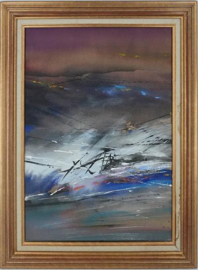Julius BALTAZAR : Mer au crépuscule, Huile sur toile signée 2