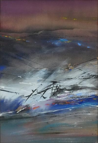 Julius BALTAZAR : Mer au crépuscule, Huile sur toile signée 2