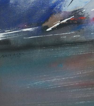 Julius BALTAZAR : Mer au crépuscule, Huile sur toile signée 2