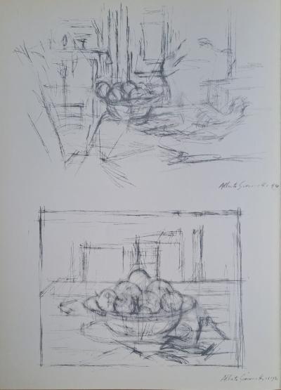 Alberto Giacometti - Pommes dans un compotier à Maloja , 1954 - Impression lithographique 2