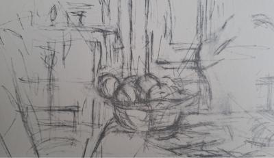 Alberto Giacometti - Pommes dans un compotier à Maloja , 1954 - Impression lithographique 2