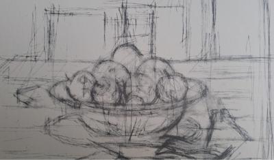 Alberto Giacometti - Pommes dans un compotier à Maloja , 1954 - Impression lithographique 2
