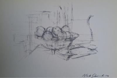Alberto Giacometti - Pommes dans un compotier à Maloja , 1954 - Impression lithographique 2