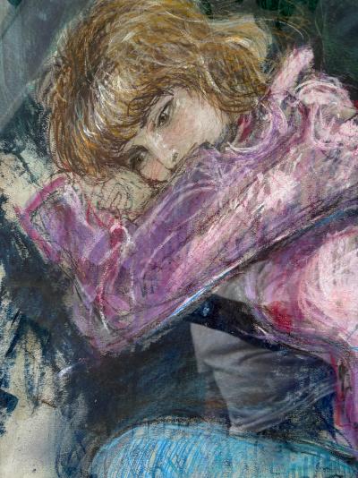 Jacques Pecnard, Elle songe , Technique mixte Pastel Crayon et Aquarelle 2
