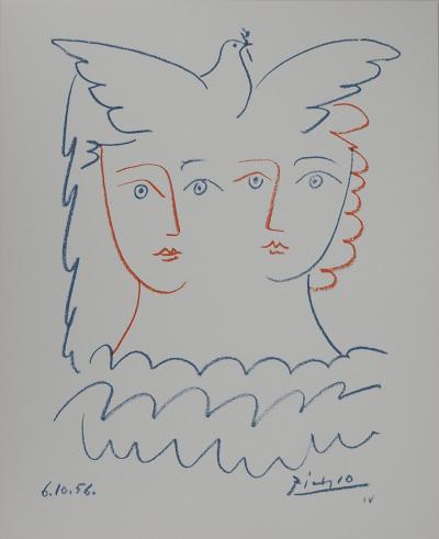 Pablo PICASSO : Couple à la colombe, Lithographie signée 2