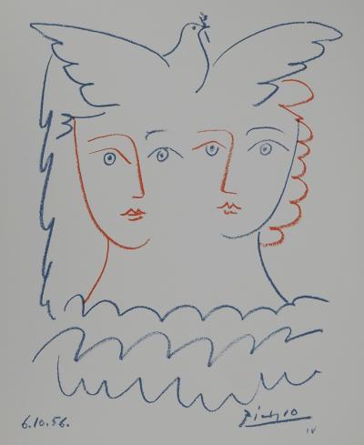 Pablo PICASSO : Couple à la colombe, Lithographie signée 2