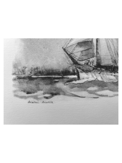 Marin Marie - Goélette explorant les Îles - lithographie signée 2