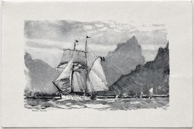 Marin Marie - Goélette explorant les Îles - lithographie signée 2