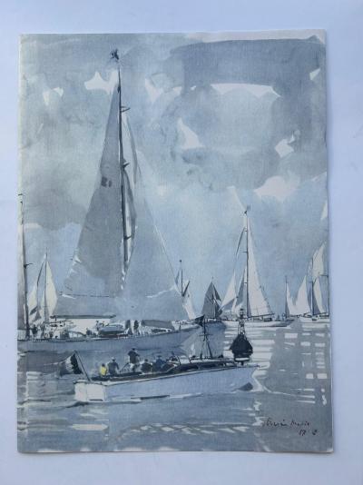 Marin Marie - Avant la régate , le calme - 1957 - lithographie signée 2