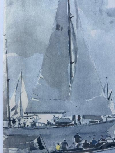 Marin Marie - Avant la régate , le calme - 1957 - lithographie signée 2