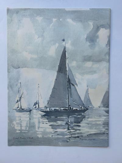 Marin Marie - Avant la régate , Saint Malo  - 1948 - lithographie signée 2