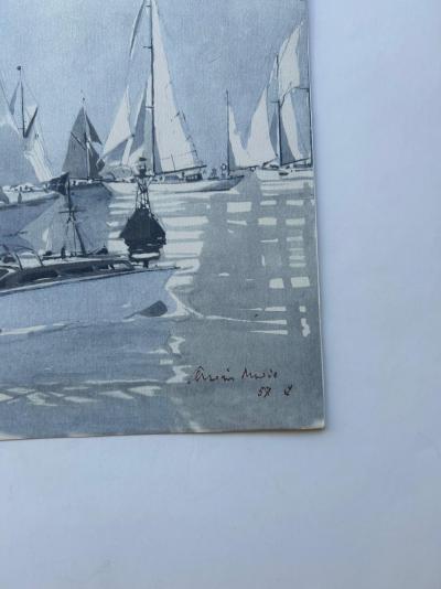 Marin Marie - Avant la régate , Saint Malo  - 1948 - lithographie signée 2