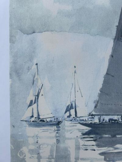 Marin Marie - Avant la régate , Saint Malo  - 1948 - lithographie signée 2