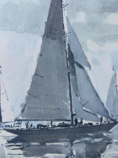 Marin Marie - Avant la régate , Saint Malo  - 1948 - lithographie signée 2