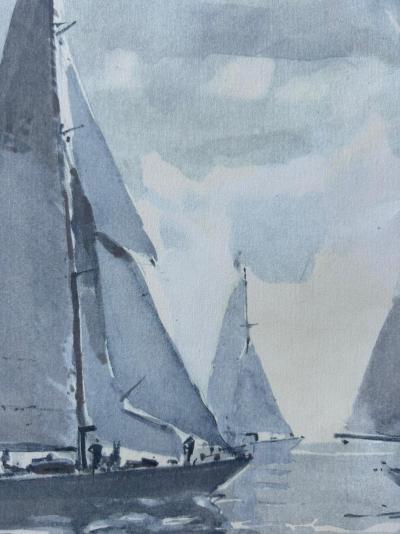 Marin Marie - Avant la régate , Saint Malo  - 1948 - lithographie signée 2