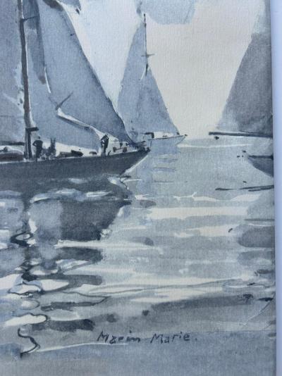 Marin Marie - Avant la régate , Saint Malo  - 1948 - lithographie signée 2