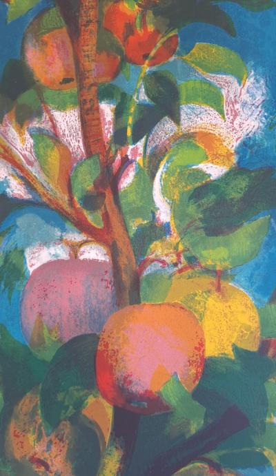 Paul Collomb - Le pommier - Lithographie originale en couleurs, signée 2