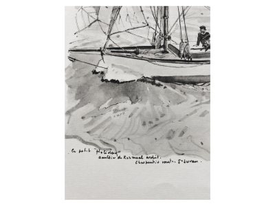 Marin Marie - Le cotre Holiday - 1948 - lithographie signée 2