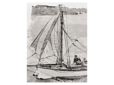 Marin Marie - Le cotre Holiday - 1948 - lithographie signée 2
