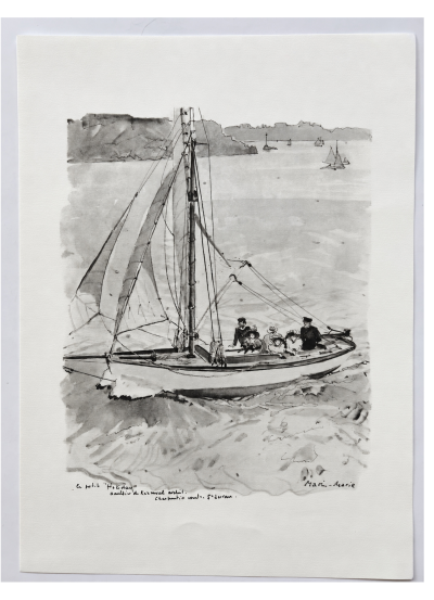 Marin Marie - Le cotre Holiday - 1948 - lithographie signée 2
