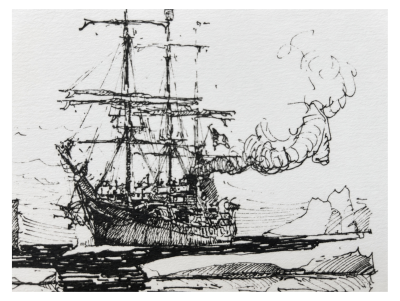Marin Marie - Le Pourquoi Pas ?  IV au milieu des glaces du Groenland - lithographie signée 2
