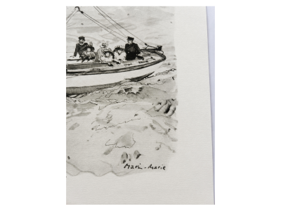 Marin Marie - Le cotre Holiday - 1948 - lithographie signée 2