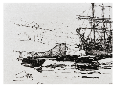 Marin Marie - Le Pourquoi Pas ?  IV au milieu des glaces du Groenland - lithographie signée 2