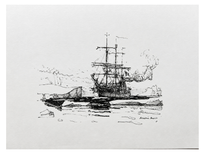 Marin Marie - Le Pourquoi Pas ?  IV au milieu des glaces du Groenland - lithographie signée 2