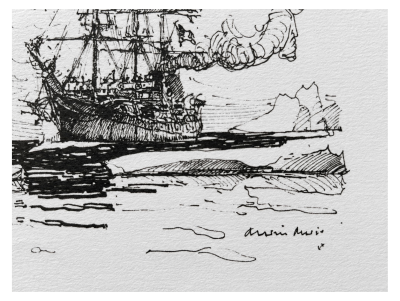 Marin Marie - Le Pourquoi Pas ?  IV au milieu des glaces du Groenland - lithographie signée 2