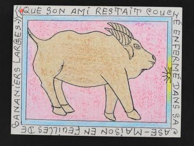 Frédéric Bruly Bouabré - Que son ami restait couché... ,  Drawing, 2007- Ink and colour pencils 2