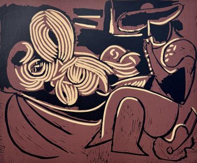 Pablo Picasso - Femme et joueur de guitare - Linogravure 1962 2