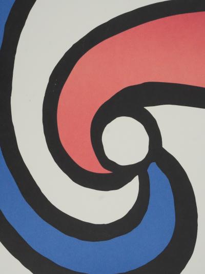 Alexander CALDER  : Tourbillon rouge et bleu - Lithographie originale signée 2