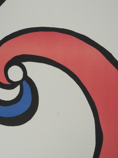 Alexander CALDER  : Tourbillon rouge et bleu - Lithographie originale signée 2