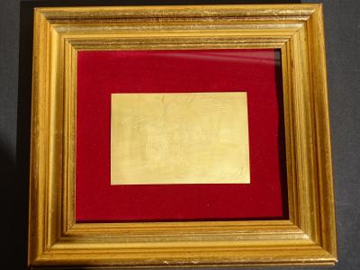 Salvador Dali  - El Combate - silver gravure 24 carat gold finished- Signed - 1970s 2