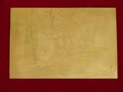 Salvador Dali  - El Combate - silver gravure 24 carat gold finished- Signed - 1970s 2