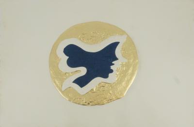 Georges BRAQUE : Médaillon en bleu - Gravure réhaussée à l'or 2