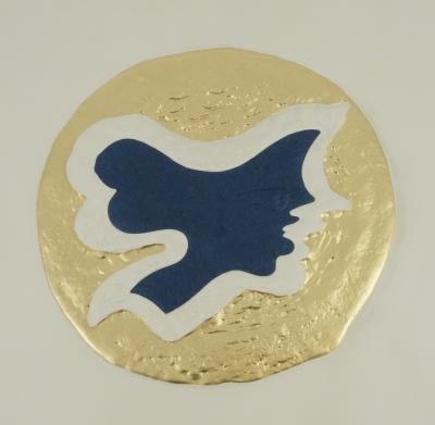 Georges BRAQUE : Médaillon en bleu - Gravure réhaussée à l'or 2