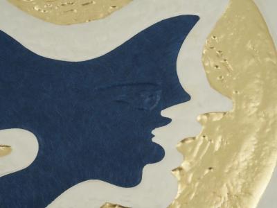 Georges BRAQUE : Médaillon en bleu - Gravure réhaussée à l'or 2